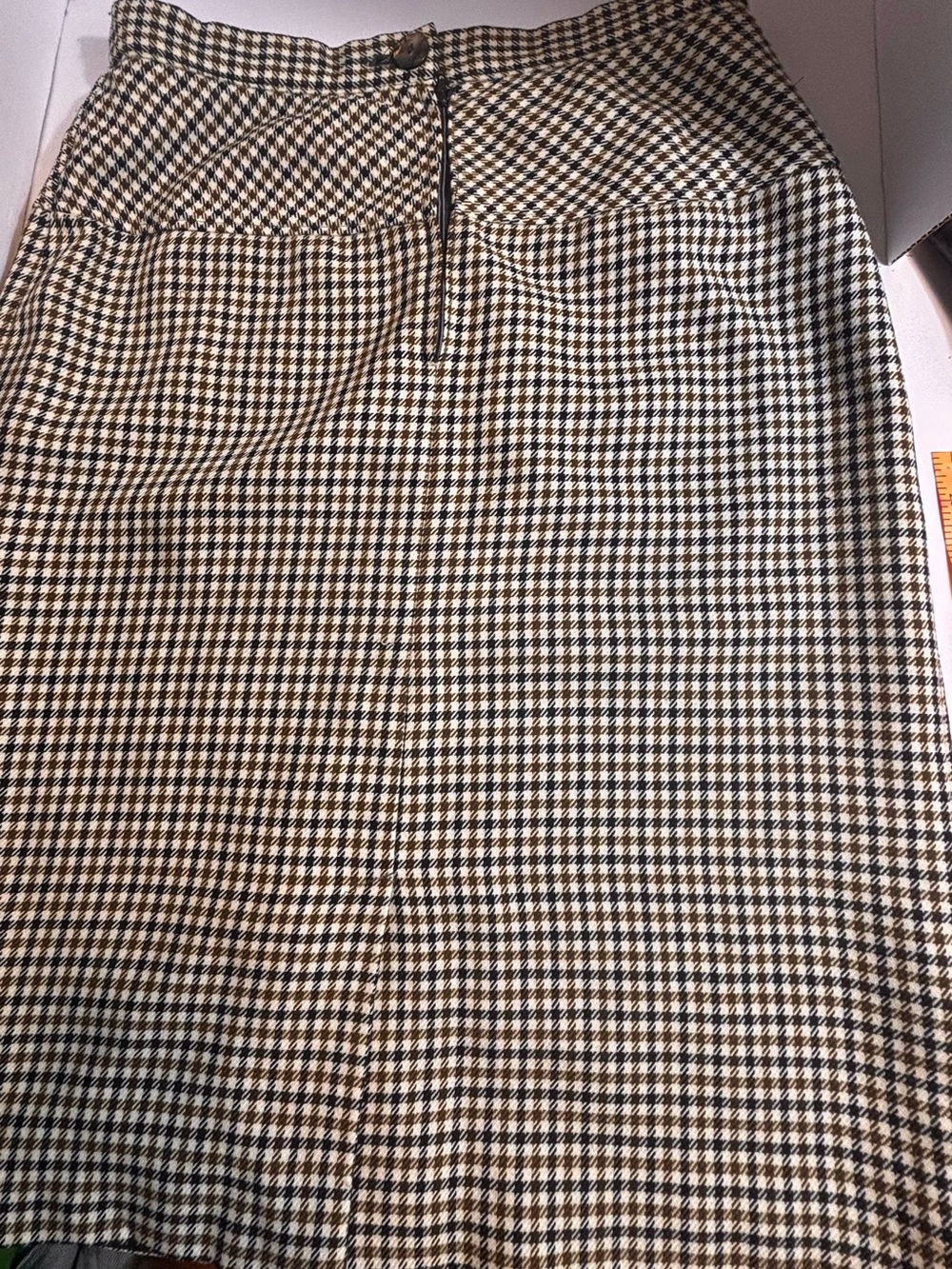 Vintage Alliance Houndstooth Wool-Blend Midi Skirt - Picture 4 of 5